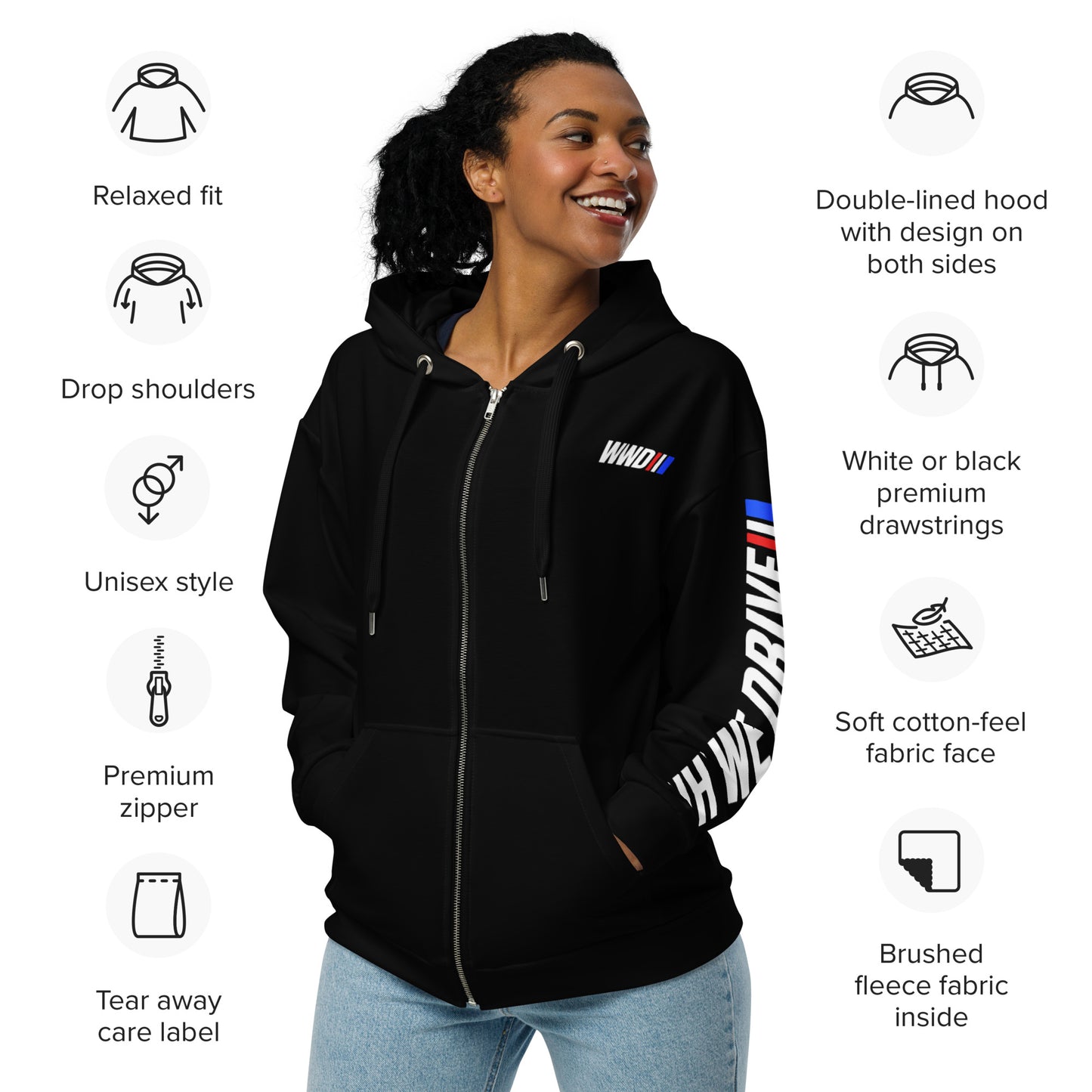 RIDE MORE STRESS LESS Unisex zip hoodie