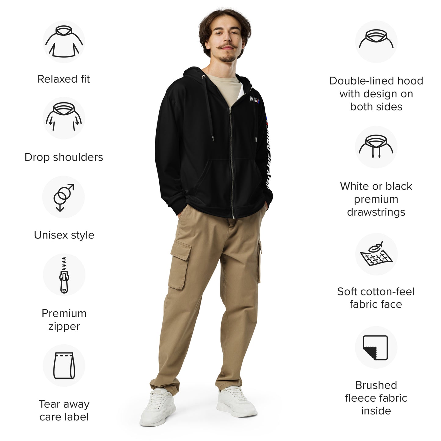 RIDE MORE STRESS LESS Unisex zip hoodie